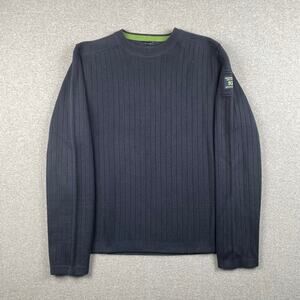 Vintage Abercrombie & Fitch Sweater Mens L Blue Ribbed Muscle Crewneck Pullover